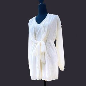 Koko + Mason Eyelet Cream Long Sleeve Romper Sizes Small, Medium, or Large